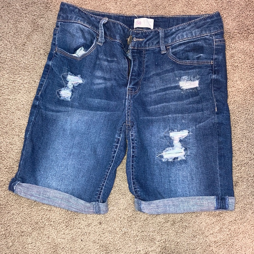 thigh high denim shorts
